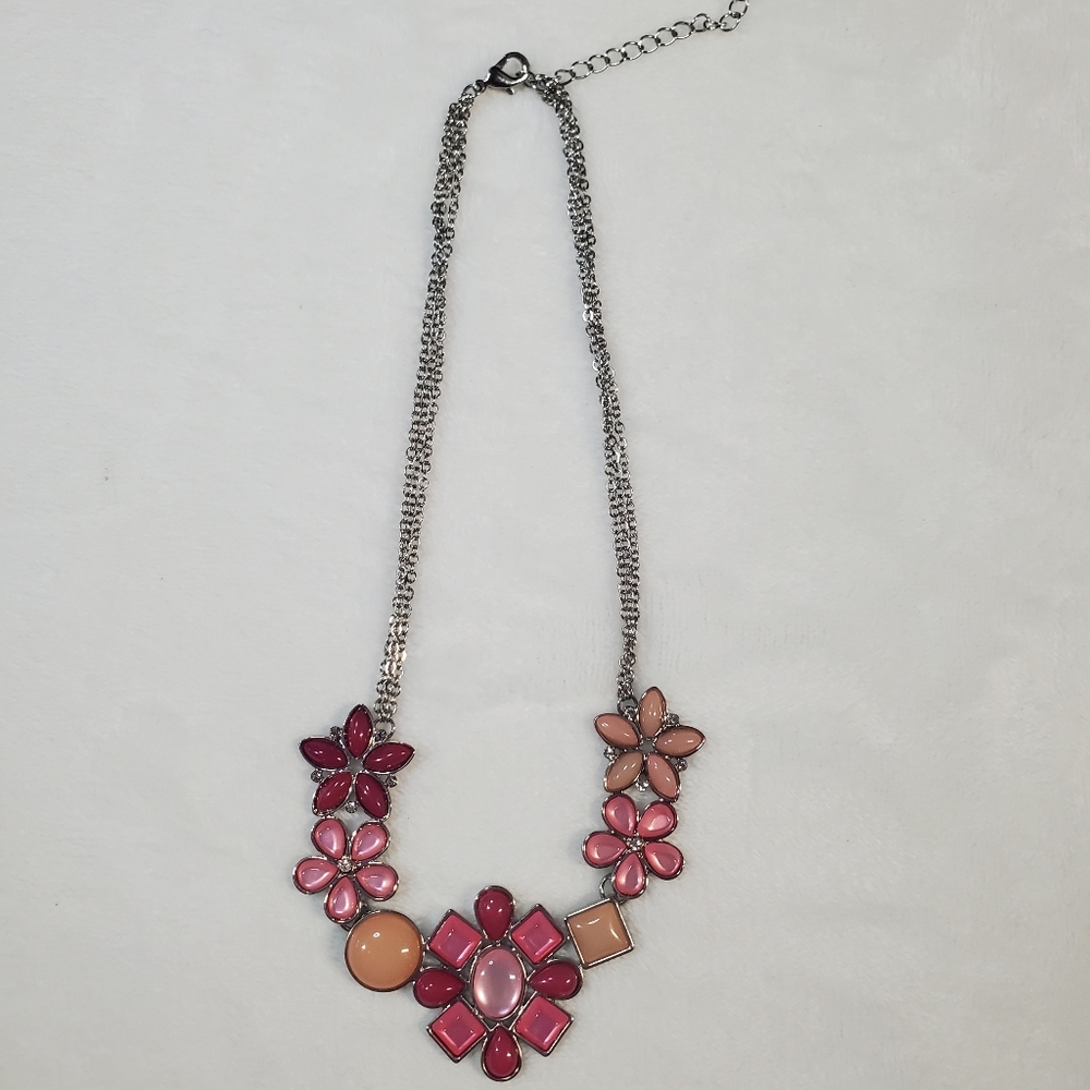 Pink and Peach Floral Necklace